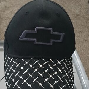 Chevrolet Black Baseball Hat Diamond Plate Brim Embroidered Chevy Logo